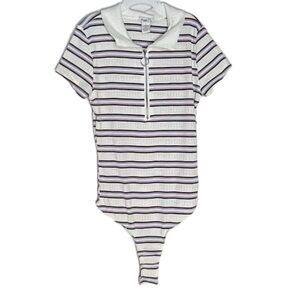 Rue21 Purple & White Striped Bodysuit